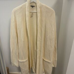 Cream Open-Front Knit Cardigan